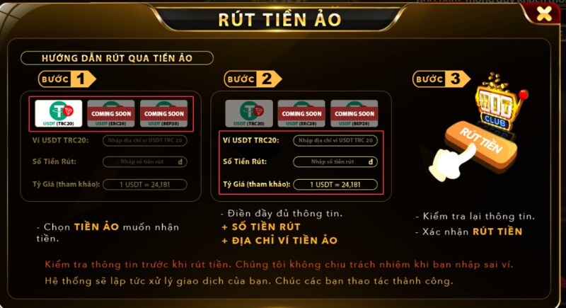 Hỗ trợ rút tiền nhanh chóng không tốn phí 